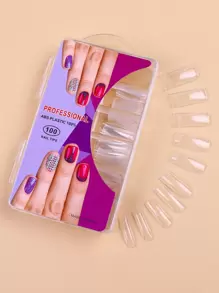 Transforme sus uñas con 100 piezas de resina de uñas transparente en caja semi-pasta de uñas postizas adecuadas para mujeres y niñas - transparente - Ver 1