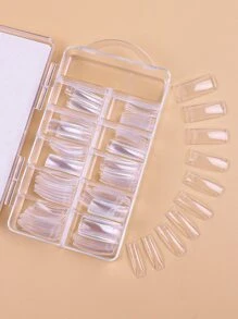 Transforme sus uñas con 100 piezas de resina de uñas transparente en caja semi-pasta de uñas postizas adecuadas para mujeres y niñas - transparente - Ver 2