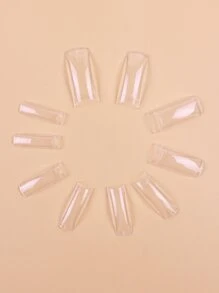 Transforme sus uñas con 100 piezas de resina de uñas transparente en caja semi-pasta de uñas postizas adecuadas para mujeres y niñas - transparente - Ver 3
