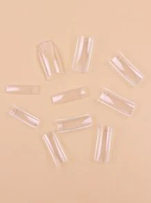 Transforme sus uñas con 100 piezas de resina de uñas transparente en caja semi-pasta de uñas postizas adecuadas para mujeres y niñas - transparente - Ver 4