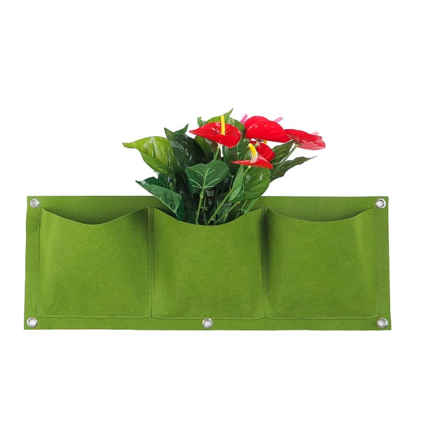 

1pc 3 Grid Plant Grow Bag, Green