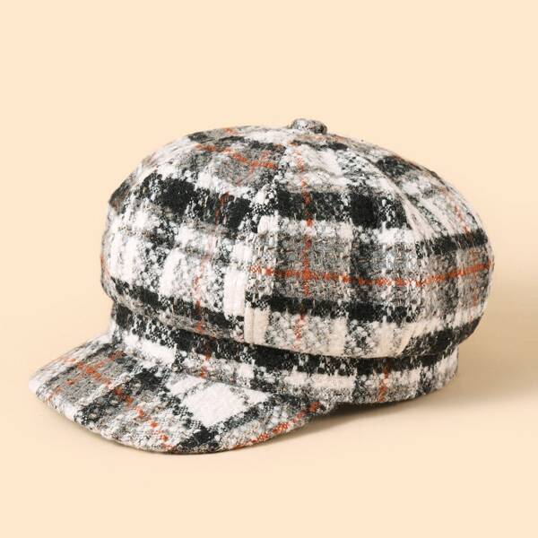 

Plaid Baker Boy Cap, Multicolor