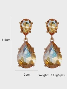 juran Alloy Water-drop Earrings - Champagne - View 3