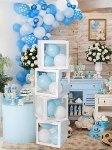 1pc Transparent Paper Decoration Box,Daily Clear Balloon Storage Box,For Birthday Party Decor - White - View 3