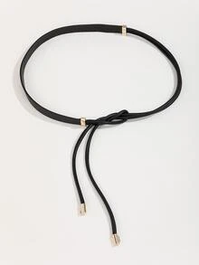 PU Leather Rope Belt - Black - View 4