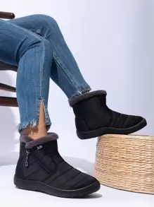 Women's Fashionable Casual Soft & Comfortable Warm Side Zipper Snow Boots