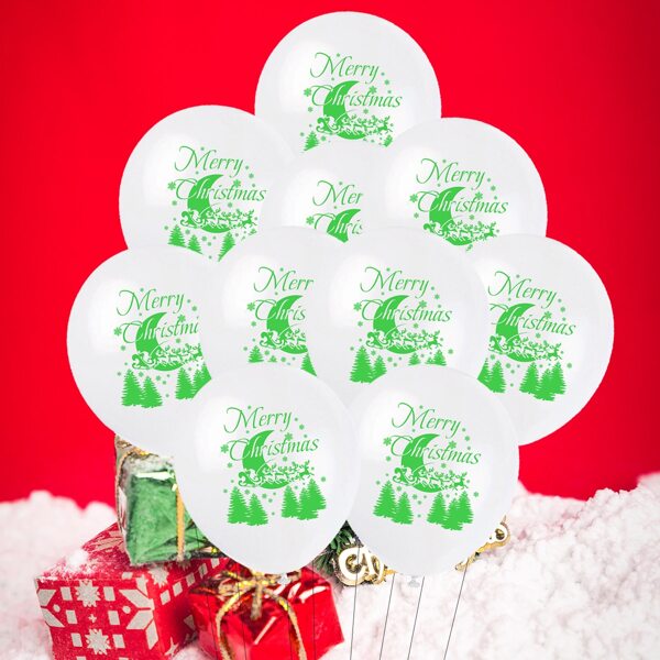 

10pcs Christmas Slogan Graphic Decorative Balloon, Green