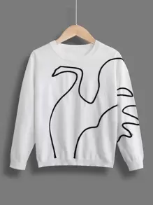 Girls Line Graphic Jumper - White - View 1