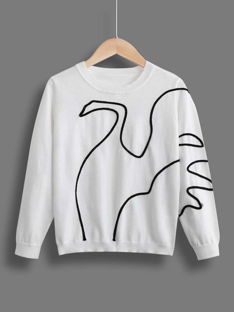 Girls Line Graphic Sweater - White - View 1