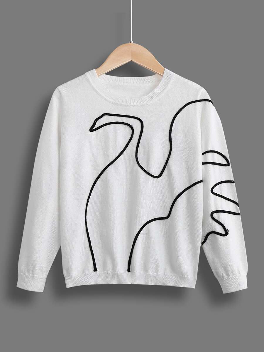 Girls Line Graphic Jumper - White - View 1