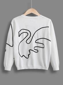 Girls Line Graphic Jumper - White - View 2