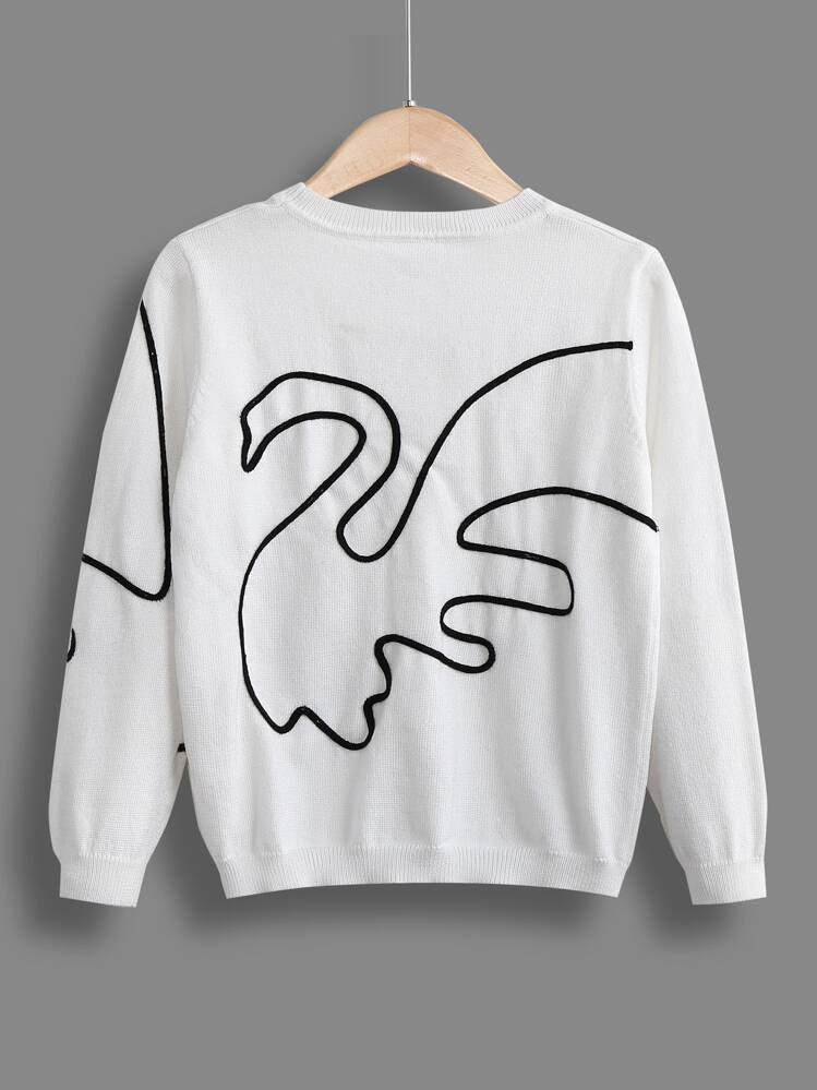 Girls Line Graphic Sweater - White - View 2