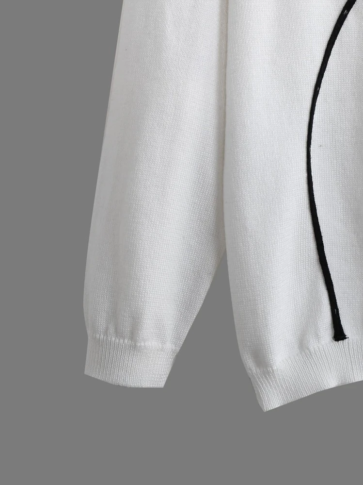 Girls Line Graphic Sweater - White - View 3