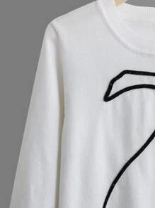 Girls Line Graphic Jumper - White - View 4