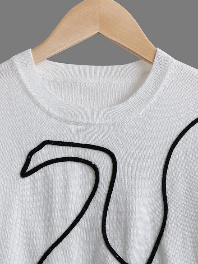 Girls Line Graphic Sweater - White - View 6