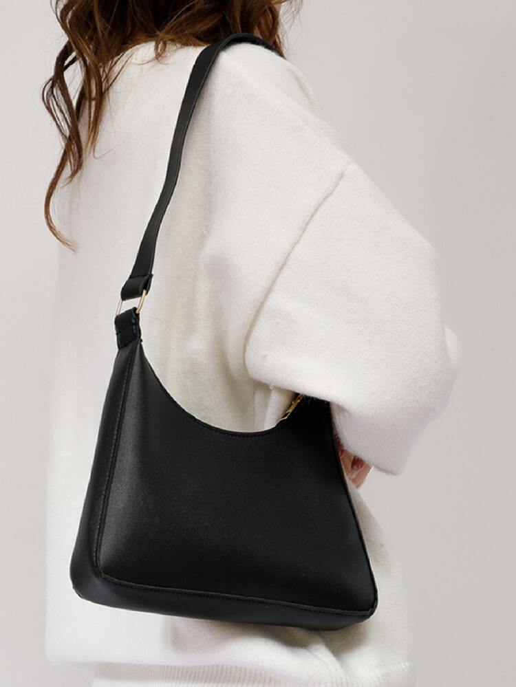 Minimalist Shoulder Bag - Black - View 7