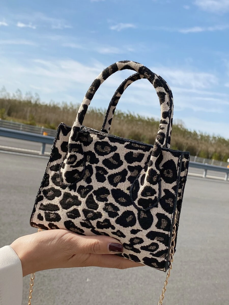 Túi Satchel Mini Allover Leopard Pattern, Túi họa tiết da báo thời trang - Nhiều màu - Xem 1