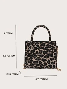 Túi Satchel Mini Allover Leopard Pattern, Túi họa tiết da báo thời trang - Nhiều màu - Xem 2