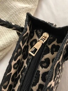 Túi Satchel Mini Allover Leopard Pattern, Túi họa tiết da báo thời trang - Nhiều màu - Xem 4