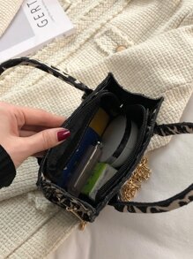 Túi Satchel Mini Allover Leopard Pattern, Túi họa tiết da báo thời trang - Nhiều màu - Xem 5