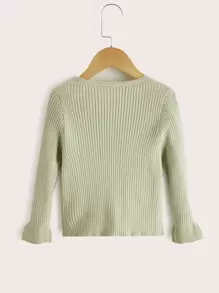 Casual Vlak Cardigans voor kleutermeisjes Geplisseerde Voorpand met Knoopjes