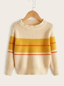 Toddler Boys Striped Colourblock Jumper - Apricot - View 1