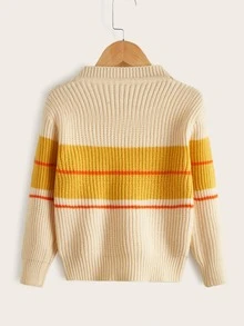 Toddler Boys Striped Colourblock Jumper - Apricot - View 2