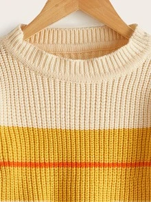 Toddler Boys Striped Colourblock Jumper - Apricot - View 3