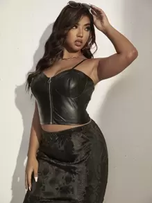 SHEIN LUNE Top de tirantes cremallera PU