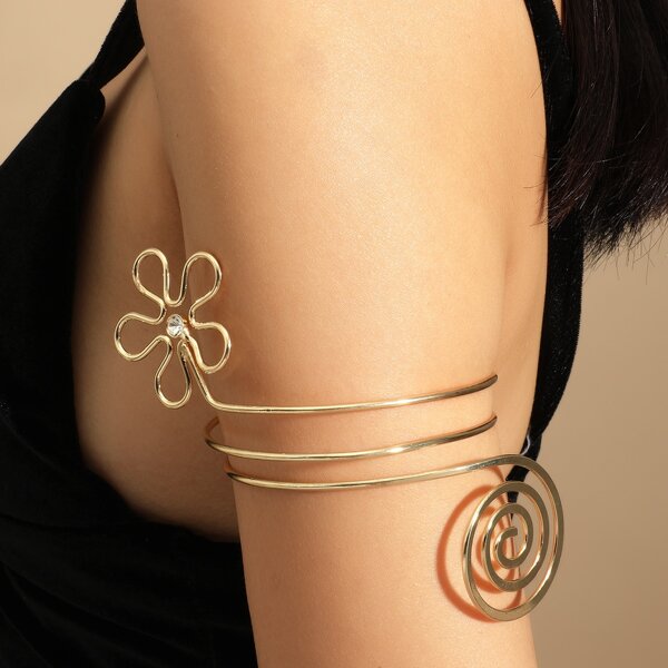 

Flower Decor Arm Cuff, Gold