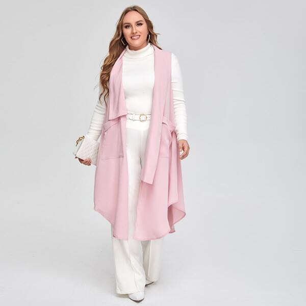 

Plus Pocket Side Vest Coat, Dusty pink