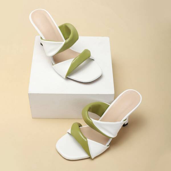 

Colorblock Stiletto Heeled Mule Sandals, Multicolor