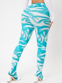 SHEIN SXY High Waisted Marble Print Leggings - Multicolor - View 1
