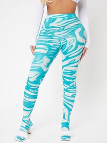 SHEIN SXY High Waisted Marble Print Leggings - Multicolor - View 3