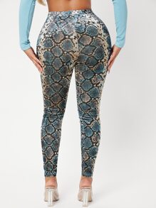 SHEIN SXY 高腰蛇紋緊身打底褲 - 彩色 - 查看 2