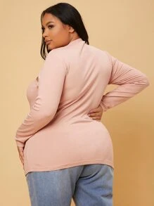 SHEIN Maternity Plus 1pc Solid Cami Top With Super Crop Tee - Coral Pink - View 2