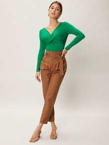 MOTF PREMIUM VISCOSE SLIM TWIST T-SHIRT - Green - View 5