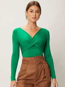 MOTF PREMIUM VISCOSE SLIM TWIST T-SHIRT - Green - View 6