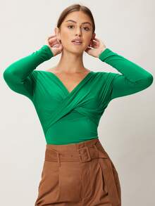 MOTF PREMIUM VISCOSE SLIM TWIST T-SHIRT - Green - View 8