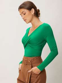 MOTF PREMIUM VISCOSE SLIM TWIST T-SHIRT - Green - View 9