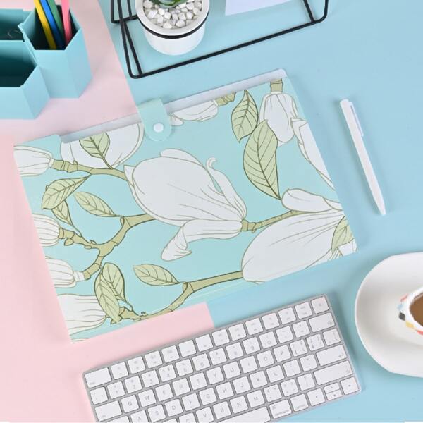 

1pc Flower Print Folder, Multicolor