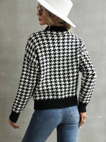 Jersey de pata de gallo de hombros caídos - Blanco y Negro - Ver 2