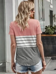 เสื้อยืด ลายแถบ และ บล็อคสี - มัลติคัลเลอร์ - ดู 2