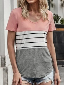 เสื้อยืด ลายแถบ และ บล็อคสี - มัลติคัลเลอร์ - ดู 6