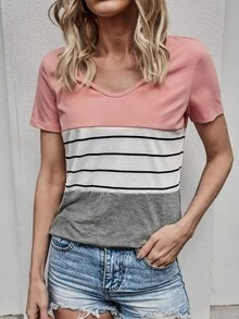 เสื้อยืด ลายแถบ และ บล็อคสี - มัลติคัลเลอร์ - ดู 5