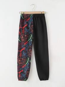 Girls Gesture & Skull Print Joggers - Black - View 2