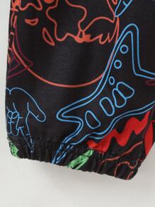 Girls Gesture & Skull Print Joggers - Black - View 3