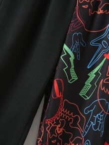 Girls Gesture & Skull Print Joggers - Black - View 5