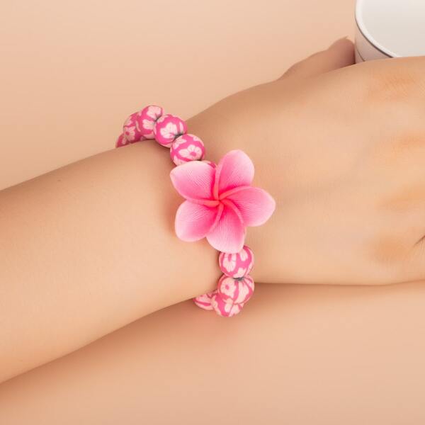 

Flower Decor Beaded Bracelet, Multicolor