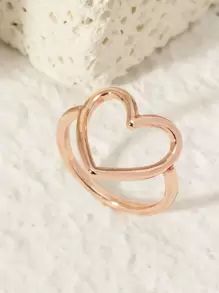 1 chiếc nhẫn trang trí hình trái tim tối giản và thời trang, thích hợp cho trang phục hàng ngày của phụ nữ - Hoa hồng vàng - Xem 1